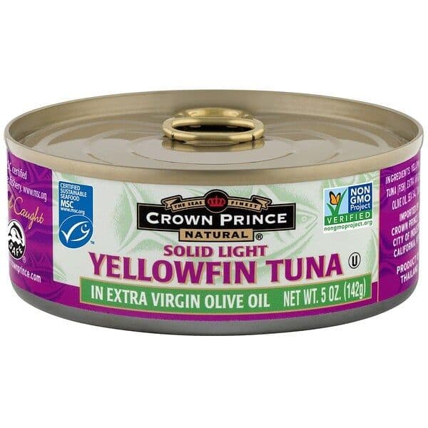 Crown Prince Natural, Yellowfin Tuna, Solid Light, In Extra Virgin Olive Oil, 5 oz (142 g)