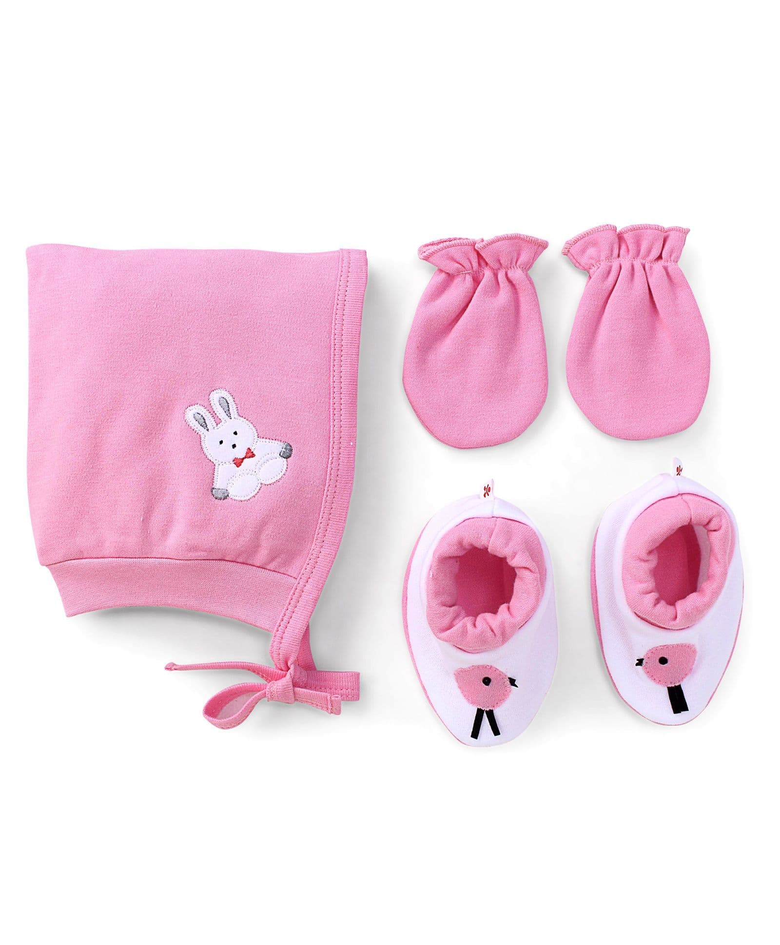 Child World Cap Mittens And Booties Set Rabbit Design