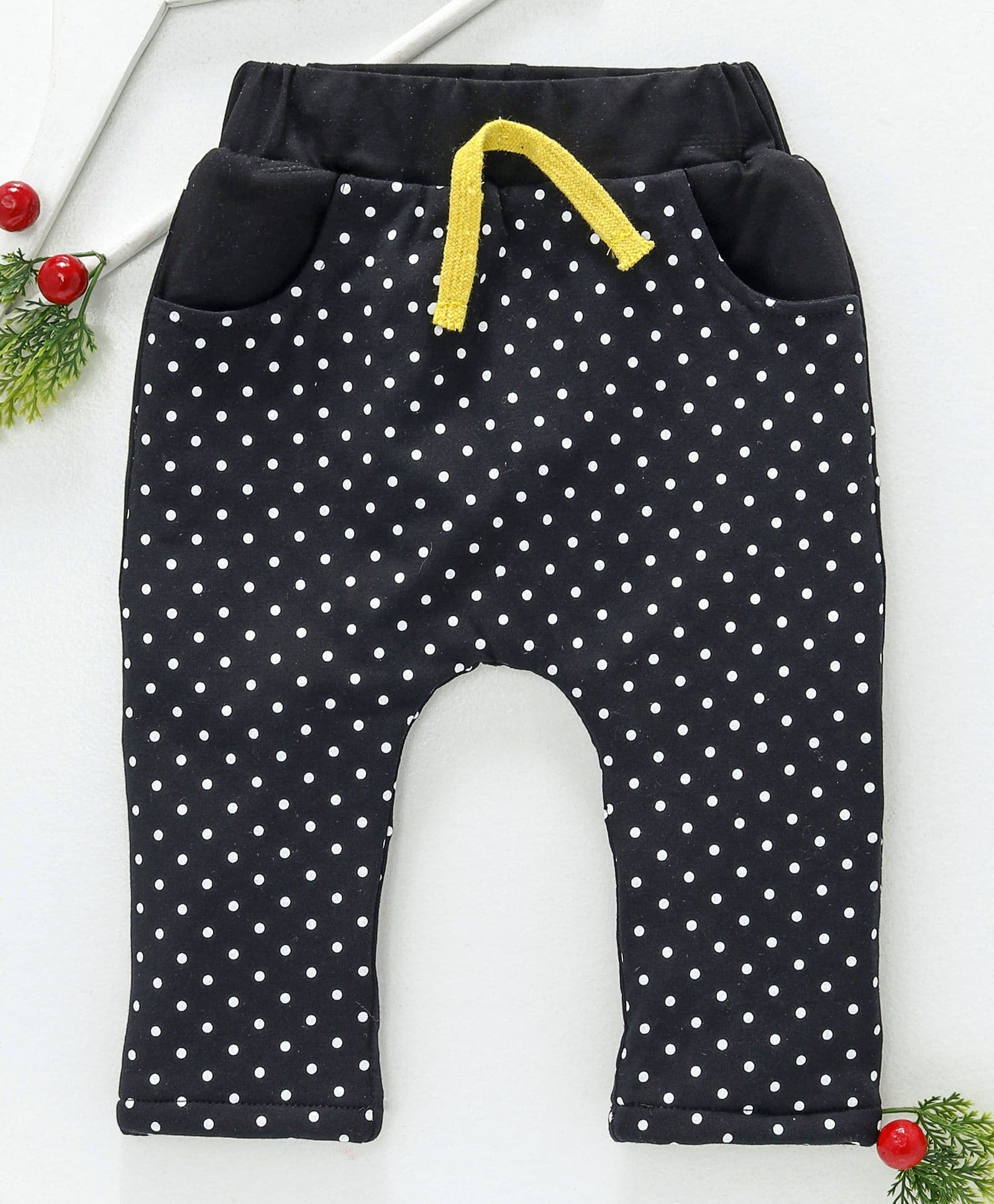 Mabaojd Dots Printed Full Length Bottom - Black