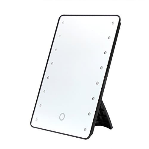 16 LED Lighted Vanity Mirror with Light, MILKIRAY Portable Touch Screen LED Makeup Mirror Cosmetic Countertop Cordless Table Mirror Adjustable Brightness (Black))