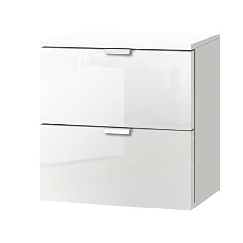 Solutions 30800 203 Bedside Table with 2 Drawers – Composite Wood Wood 42 x 40 x 42 cm Polar White