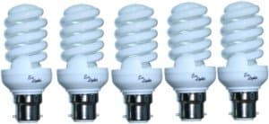Eco LightsNew Compact Mini Range 20 WATT BC Daylight Energy Saver Five Pack Full Spectrum Bulbs