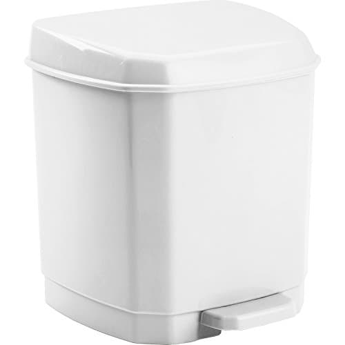 HEGA Michigan Cube Square Pedal Bin 7 L, White, 20.5 x 22 x 26 cm