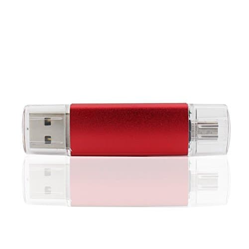 Mixse 32GB Micro Duo USB 2.0 OTG Flash Drive, 2-in-1 Memory USB Stick for Android Smartphones and Tablet Red