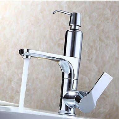 ZLL Bathroom Basin Faucet, Single Handle Chrome Deck Mounted Sink Mixer With Soap Liquid Device