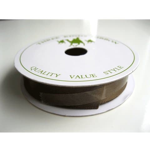 Three Kings 15 mm x 7 m Double Sided Satin Ribbon Roll, Chocolate