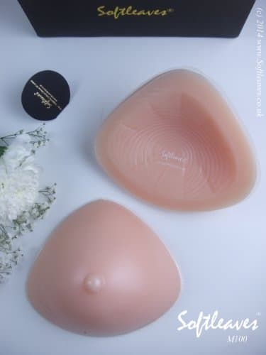 Softleaves M100 Triangular Silicone Breast Form (6 XXL 400g 16.5 x 14 x 6 cm, Flesh Niples ( nipple colour is the same as the breast form colour ))