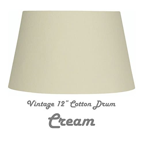 CREAM 12" COTTON DRUM HARD LINED SHADE Complete with Reversible Gimbal to Fit Table &amp; Floor Lamps or Ceiling Rose. FREE Adaptor Included to Fit All Lamp Sizes BC SBC ES SES. Height 185mm x Diameter 300mm (7" x 12")