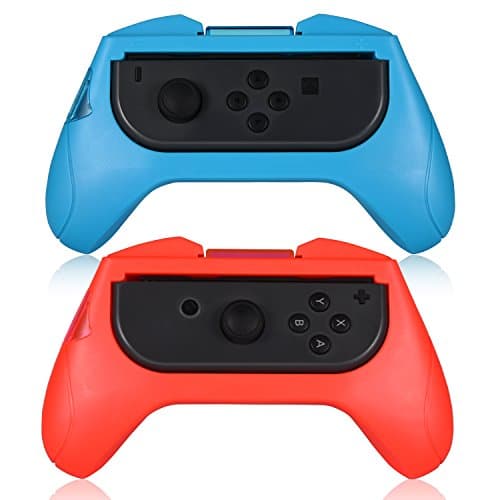 Joy-Con Grips for Nintendo Switch, Joy-Con Handle Switch Controller Wear-Resistant With Battery Indicator 2 Pack (red blue)