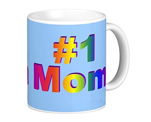 #1 Mom 3D Rainbow Double Side Sky Blue Mug Classic White Coffee Mug - Best Gift For Mom! Mather's Coffee Tea 11oz Ceramic Cup. Unique Gifts For Women &amp; Husband! Christmas, Birthday, Mather's Day - Customize mug - Customize mug by LVSURE
