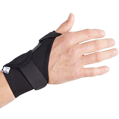 Actesso Elasticated Thumb Support Brace - Ideal for Thumb Pain Relief from Sprains, Tendonitis or Fractures (Black, Large Right)