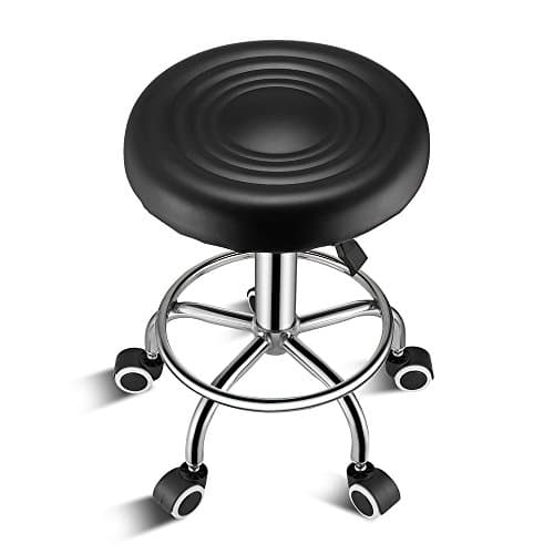 Greenbang Rolling Low Swivel Stool Height Adjustable from 44-59cm for Facial Manicure Massage Tattoo (Black)