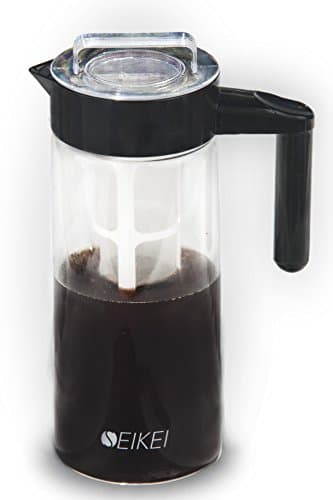 SEIKEI Cold Brew Coffee Maker for Iced Coffee, Tea, and Fruit Infused Water, Glass Pitcher with Coffee filter and Extra Fruit Infuser Filters, 44 Ounce Capacity
