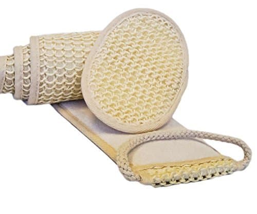 ✶ Long Exfoliating Back Scrubber + FREE Exfoliating Mitt ✶ BEST LARGE Sisal Scrubber For Acne ✶ Antibacterial & Cleaner Than Loofah ✶ Good For Dry Brushing ✶ 100% Money Back Guarantee!!! by Iduna Beauty