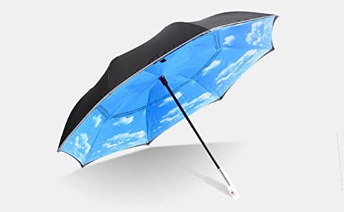 THUNFER Umbrella Creative Reverse Umbrella LED Light-free Car With Double Reflective Edge Car Umbrella Portable,Blue