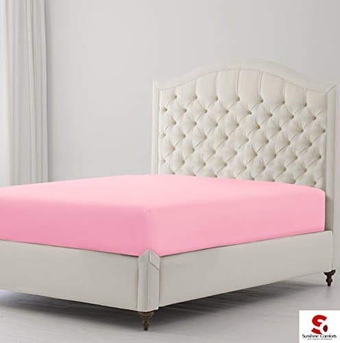 Sunshine Comfort® Percale Cotton Rich 180 Thread Count Non Iron 25cm Fitted Bed Sheets (Single, Pink)