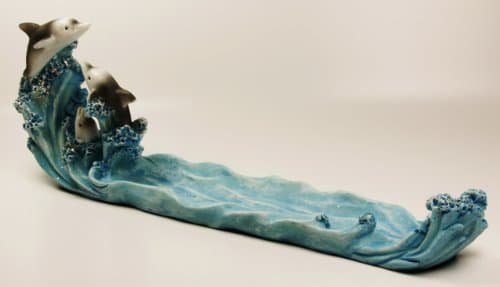 Dolphin Incense Ash Catcher - Polyresin (Grey)