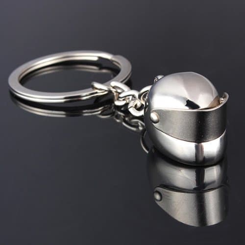 Car Motorcycle Helmet Auto Key Chain Ring Keychain Keyring Silver