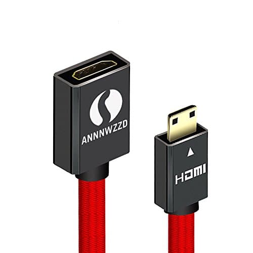 LinRui Mini HDMI to HDMI Adapter Cable, HDMI Type C to Type A Converter Support 3D, 4K Vision Transfer Suitable for Mini HDMI Equipped (25cm)