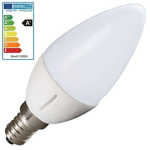 Ricolite - E14 Candle Led Bulb Warm White, 5W = 40W Equivalent , A+ Energy Rating, 400 Lumens, 2700K, 30,000 Hours
