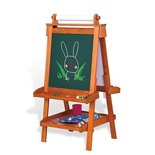 QFFL Easel Solid Wood Children's Drawing Board Lift Bracket-style Small Blackboard Sketchpad Honey Color 640 * 650mm Sketchpad