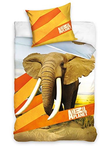 Children's Bed Linen Bedding Set 2-Part Set 160 x 200 cm Duvet Cover Wild Animal Elephant