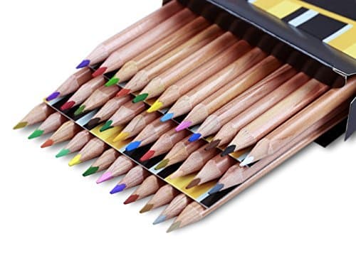 Solabela® Triangular Cedar wood Colored Pencils - Set of 36. Premium Quality Artist Set