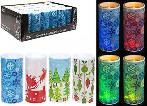 PMS 6.5" H X 3" D B/OP COL CHANGING XMAS PILLAR CANDLE 3ASST.2