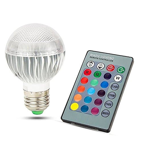 Waylee E27 Standard Screw Base RGB Multicolored LED Light 16 Colors+ 24Key Remote Control Changing Dimmable Lamp with IR Remote Control Mood Ambiance Lighting [Classe énergétique A+++]