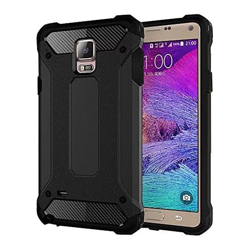 UKDANDANWEI Samsung Galaxy Note 4 Hybrid Rugged Dual Layer Armor Case Shockproof Defender Hard Back Protective Cover -Heavy Duty Protection Case for Samsung Galaxy Note 4 - Black