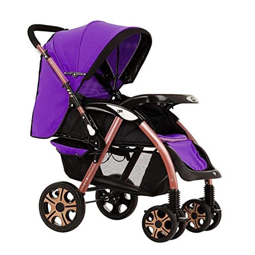 YXINY Pushchairs Prams High Landscape 1-3 Years Old Strollers Multifunction Big Space Four Seasons Universal Shockproof Baby Two-way Cart Pushchair ( Color : Purple )