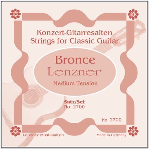 Lenzner Bronze No. 2700 medium acoustic guitar strings, light nylon bronze-wounded