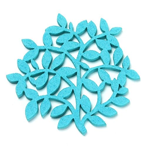 Dulce Cocina Tree Pattern Felt Coaster Set of 6 (Teal) - Protect Your Table with Style - Home Decor Or Housewarming Gift