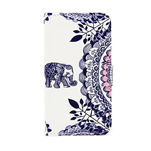 For Samsung Galaxy S4 Case [with Free Screen Protector],Kwapo® Stylish Premium Flip Magnetic Detachable PU Leather Wallet with Credit Card Holder Slots Smart Standing Folio Book Style Ultra Thin Nice Drawing Patterns Protective Case Cover Skin for Samsung Galaxy S4 - Elephant