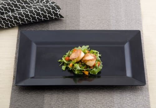 10 x Heavy Duty Plastic Black Serving Trays 9.5" x 6.25"