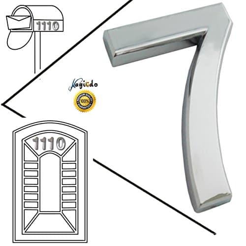 Magicdo® 3/pack 2-3/4’’ Silver Modern House Numbers, Modern Mailbox Number Sticker, 3D Shining Reflective Number, Self-Stick Number, Floating Appearance Number, Silver House Number Signs (7)