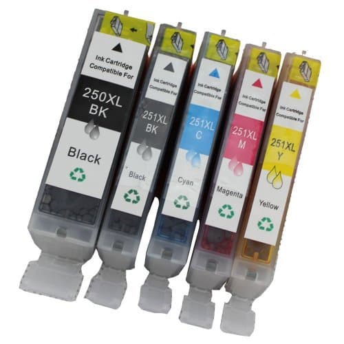PGI-250 &amp; CLI251 compatible ink cartridge replacement For Cannon PIXMA MG5420, PIXMA MG5450, PIXMA MG6320, PIXMA MG6350, PIXMA MX722, PIXMA MX922, PIXMA iP7220, PIXMA iP7250 Printers (LB/SB/C/M/Y) @INKTONER by Ink Toner