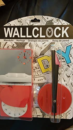 Heart Shape Wall Clock Do it Yourself Home Decor with Sticker & Clock Unit - Christmas Gift, Birthday Gift, Wedding Gift, Treat Bags, Goody Bags and Loot Bags - Great Gift Idea