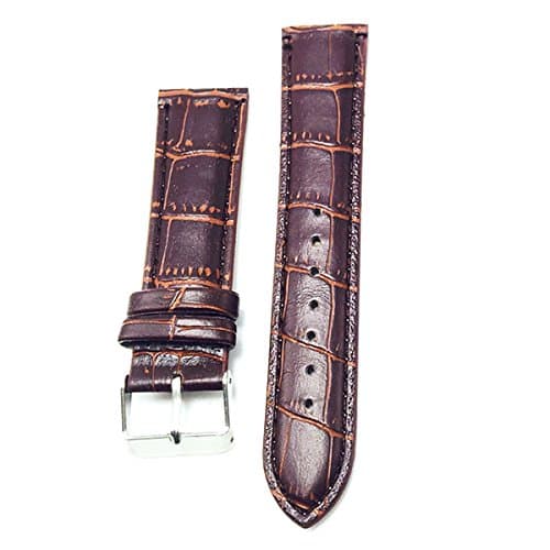 LONGQI WATCH Leather Watchband with Bamboo Pattern Replacement Watch Strap for Wrist Watches