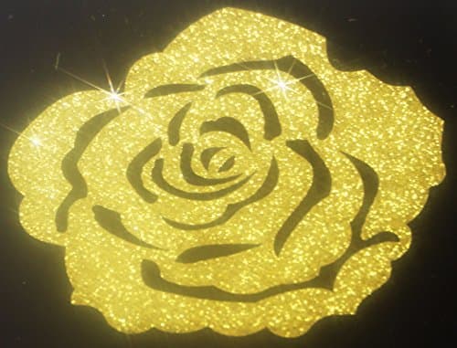 Gold Silver Glitter Rose Pattern Iron-On Hotfix Appliqu&eacute; 7cm Patch