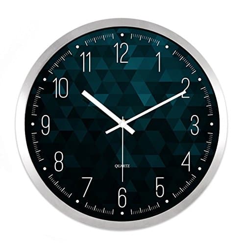 grte Large Clock,Exhibition [Creative] Alarm Clock Alarm Clock Quartz Quiet Modern House Wall Charts [Black] Metal-I 14Po