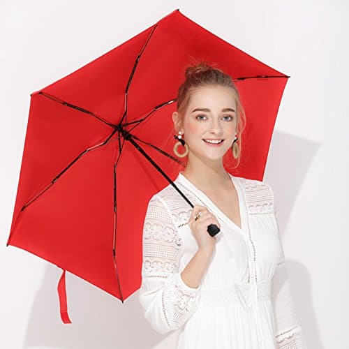 NING567 Umbrella/Female/Dual-Purpose/Solid/Capsule/Lightweight/Mini/Manual,Gules