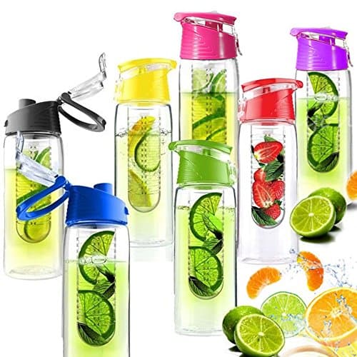 Fruit Infusing Water Bottle with Fruit Infuser and Flip Lid | 7 colours | (Red) | WIMPORTS
