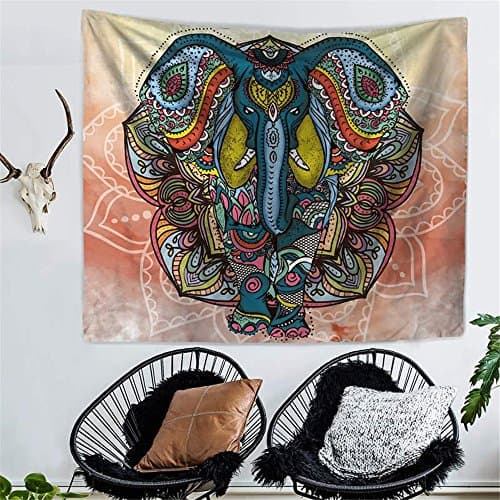 RFVBNM Tapestry,bedspread,Wall murals,Wall Decor Fabric Modern Wall Art,bed Cover,Room divider,curtain,tablecloth,College Dorm,Picnic blanket on the beach and throw,creativity,Elephant Printed Tapestries Decorative Indian Wall Carpet Tapesty,Hippie tapestries,Cotton Handmade upholstery,decorative wall hung,150*130cm