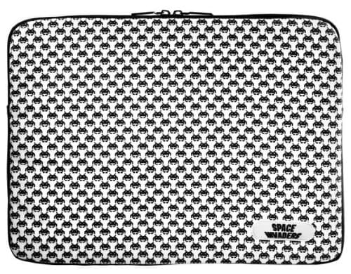 Space Invaders 13-Ich Mac Book pro Vinyl Sleeve with Zip, Black & White
