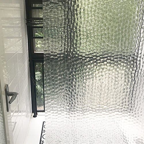 Pinzz EVA Bathroom Shower Curtains 3D Water Cube Effect Mildew-Proof Waterproof Bath Shower Curtains Clear Thicker Solid Pattern with Curtain Hooks 180*180CM