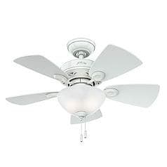 34" Watson Petal Shape Blades Ceiling Fan with Table Lamp (Snow White)