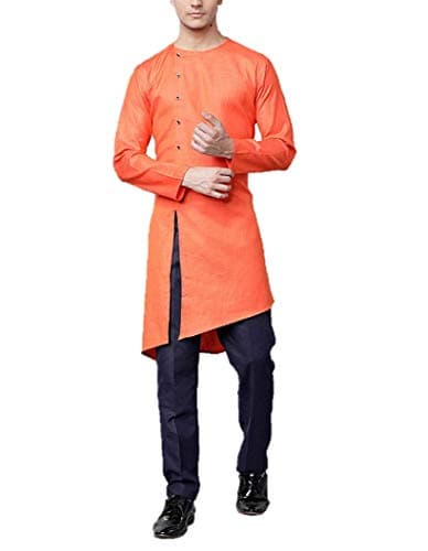 SVANIK Blended Solid Orange Kurta
