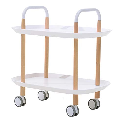 Desks DD 2-Tier Kitchen Trolley Cart, With Lockable Caster Wheels, Utility Storage Rack Organizer For Kitchen, Office, Bedroom, Living Room, Garage -Workbench (color : White)