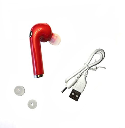 Zoomzie Wireless Bluetooth Earbud V4.1 Single Headphone with Built-in Mic, Comfortable Hands-Free Stereo Earbud, 3-4 Hours Playback Time, 33 ft Wireless Distance, iPhone Android Compatible (Red)